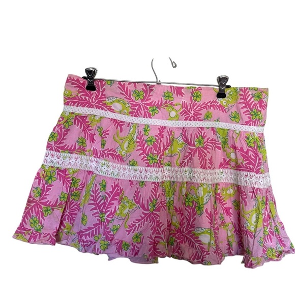 Lily Pulitzer Vintage Monkey Print tiered print lace mini Skirt - Picture 1 of 6